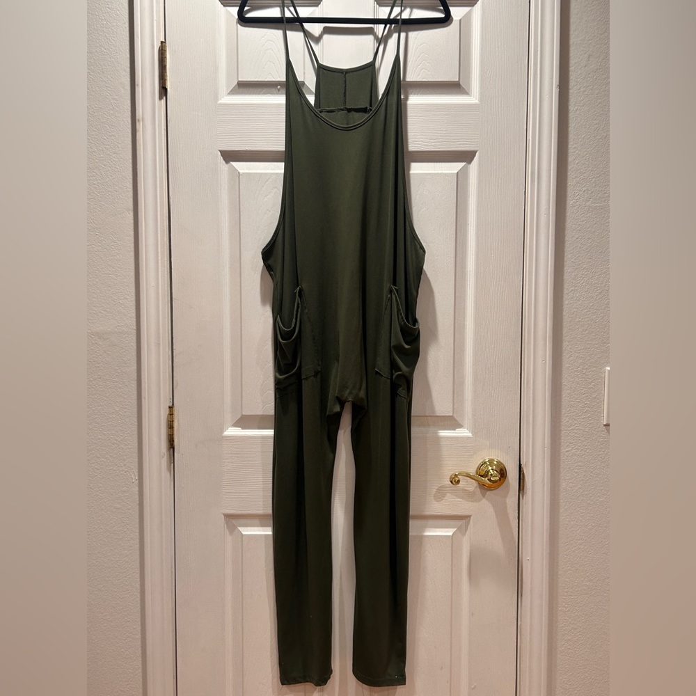 Stretchy Green Overalls Size M